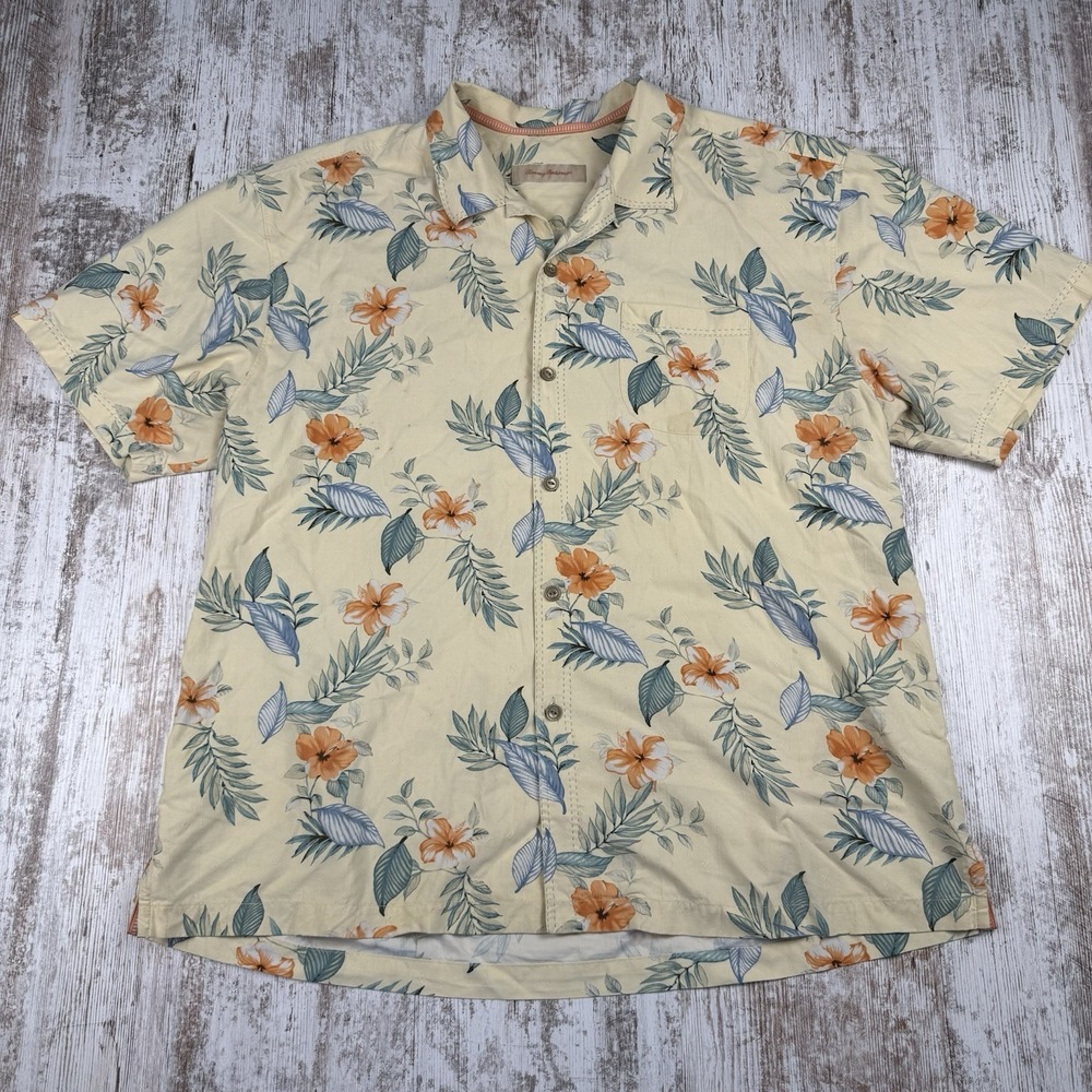 Tommy Bahama 100% Silk Hawaiian Shirt Floral Sz XLX Tall